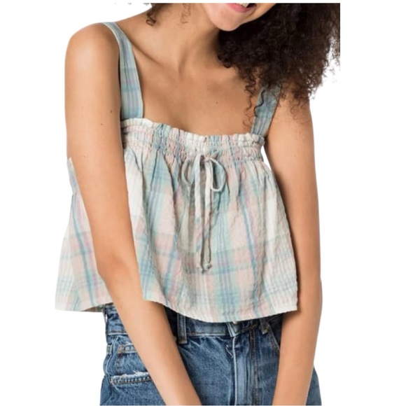 5/$25 American Eagle Plaid Babydoll Crop Tank Cottagecore Y2K L - Picture 3 of 6